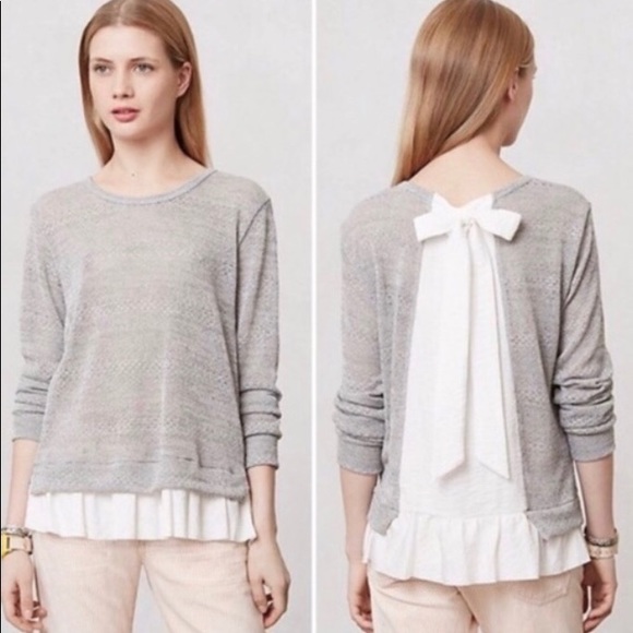 Anthropologie Sweaters - Clu + Willoughby Gray & White Silvestra Sweater XS